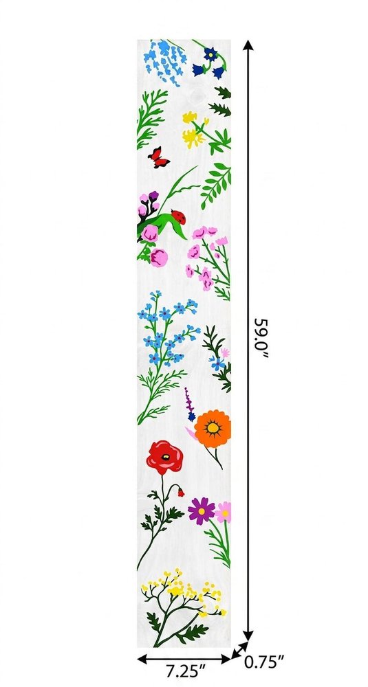 47" White Blue And Green Solid Wood Floral Bouquet Porch Sign — view 13