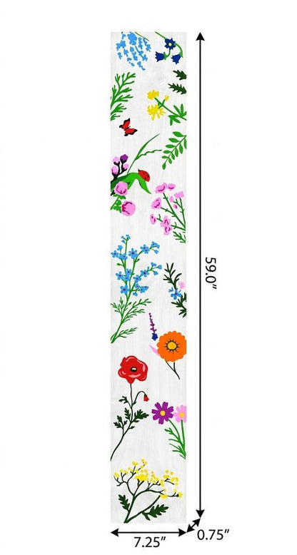 47" White Blue And Green Solid Wood Floral Bouquet Porch Sign HomeRoots