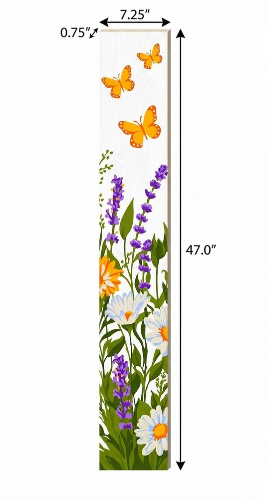 47" White Green And Yellow Solid Wood Daisies Porch Sign HomeRoots