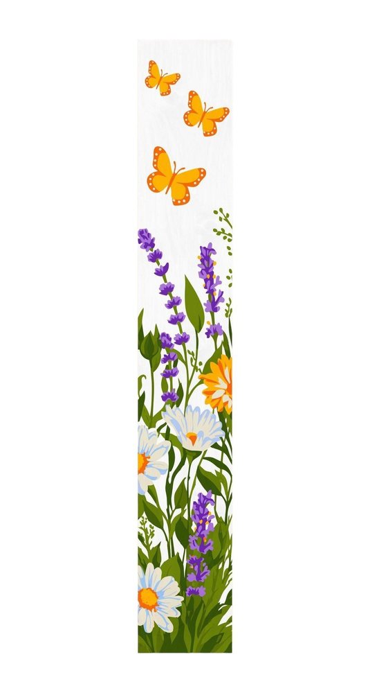 47" White Green And Yellow Solid Wood Daisies Porch Sign HomeRoots
