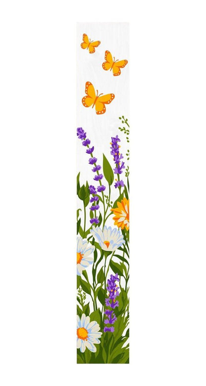 47" White Green And Yellow Solid Wood Daisies Porch Sign HomeRoots