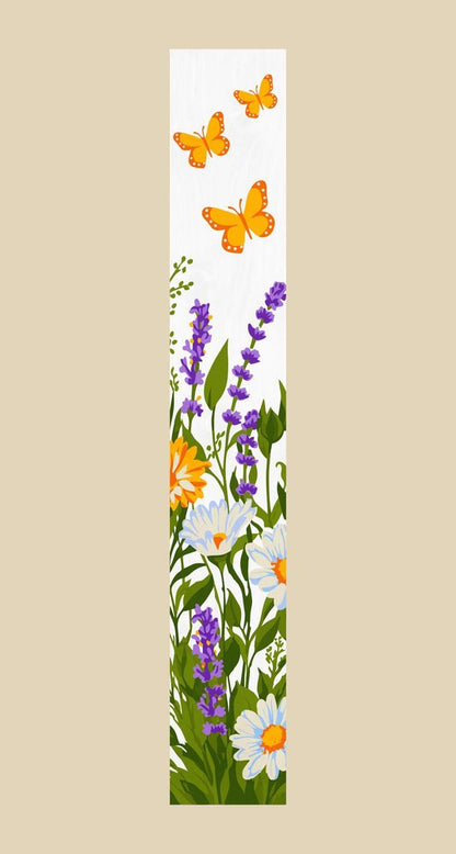 47" White Green And Yellow Solid Wood Daisies Porch Sign HomeRoots