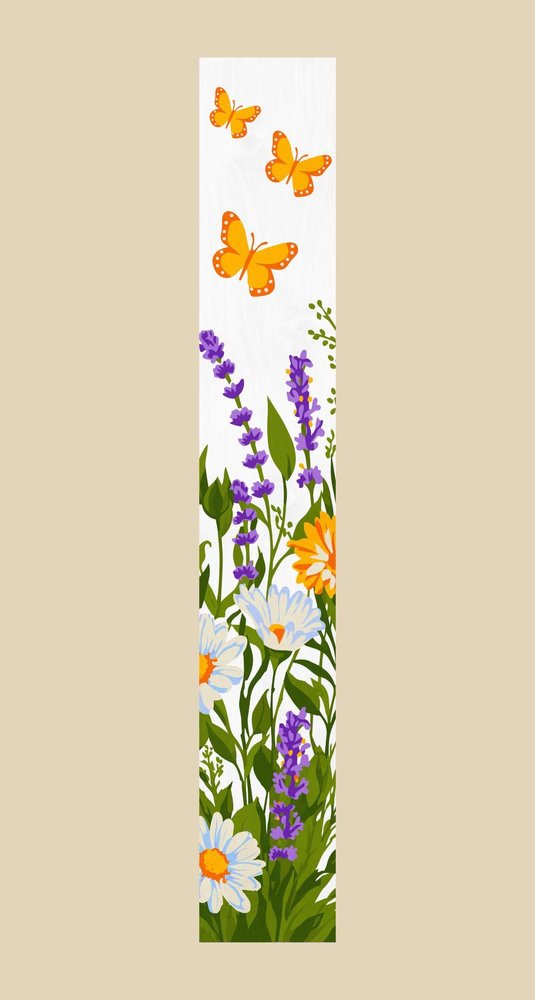 47" White Green And Yellow Solid Wood Daisies Porch Sign HomeRoots