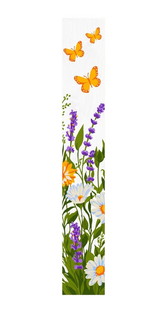 47" White Green And Yellow Solid Wood Daisies Porch Sign HomeRoots