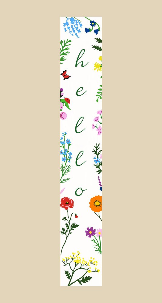 47" Green And White Solid Wood Floral Bouquet Hello Porch Sign — view 2