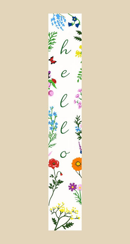 47" Green And White Solid Wood Floral Bouquet Hello Porch Sign HomeRoots