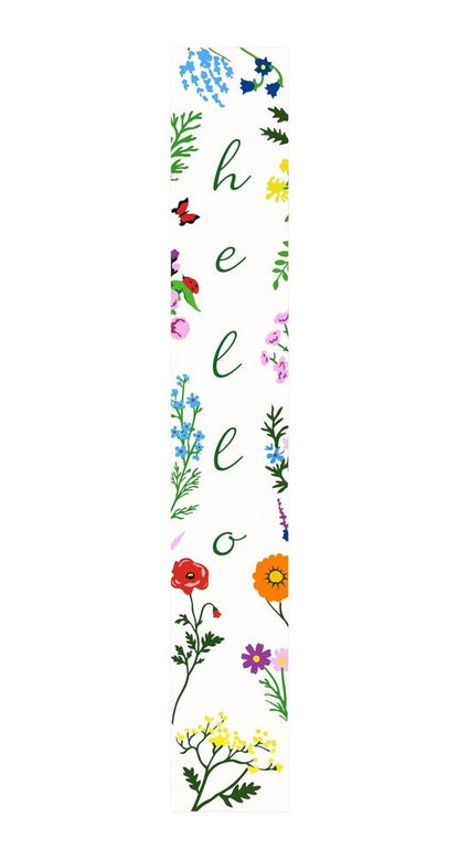 59" Green And White Solid Wood Floral Bouquet Hello Porch Sign HomeRoots