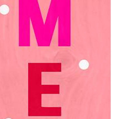 47" Pink And White Solid Wood Merry & Bright Christmas Snow Scene Porch Sign HomeRoots