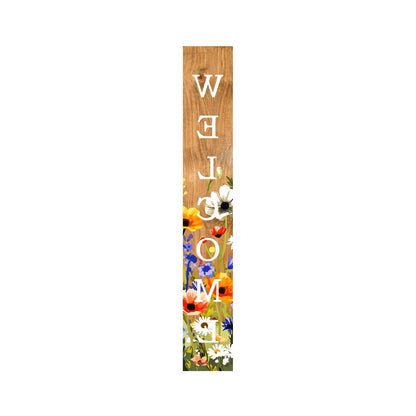 47" Green Natural And White Solid Wood Welcome Porch Sign HomeRoots