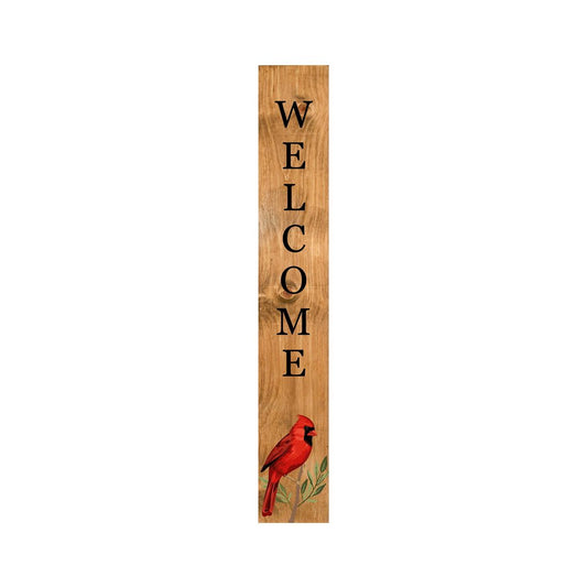 47" Black And Natural Solid Wood Welcome Porch Sign
