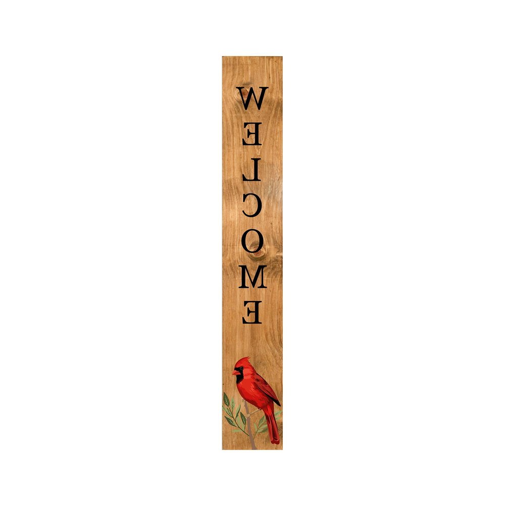 47" Black And Natural Solid Wood Welcome Porch Sign — view 3
