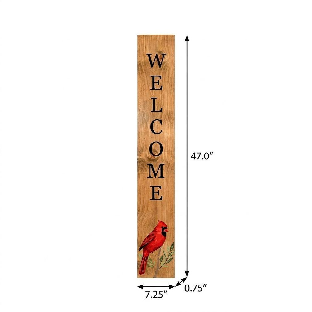 47" Black And Natural Solid Wood Welcome Porch Sign — view 5