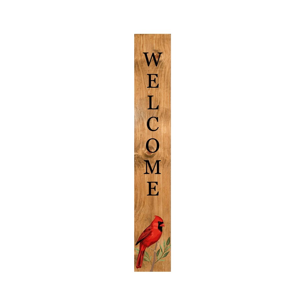 59" Black And Natural Solid Wood Welcome Porch Sign — view 2