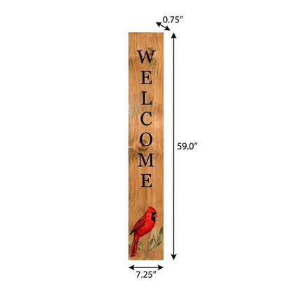59" Black And Natural Solid Wood Welcome Porch Sign