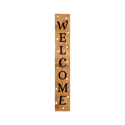 47" Black And Natural Solid Wood Welcome Porch Sign HomeRoots