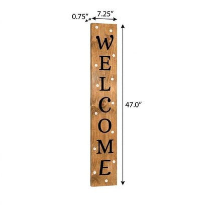 47" Black And Natural Solid Wood Welcome Porch Sign HomeRoots