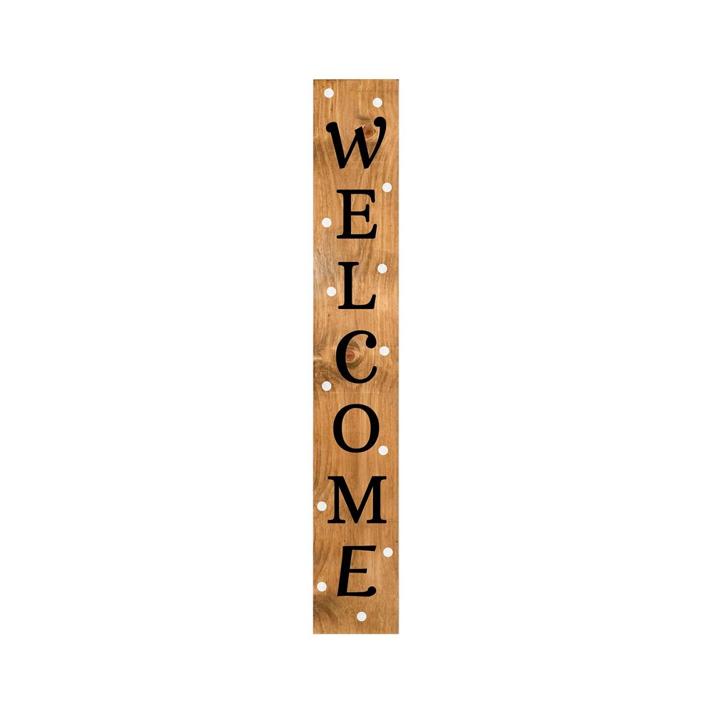 59" Black Natural And White Solid Wood Welcome Porch Sign HomeRoots