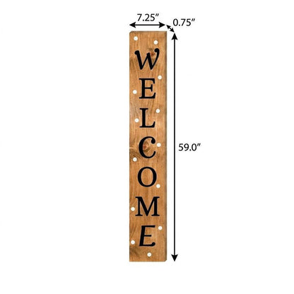 59" Black Natural And White Solid Wood Welcome Porch Sign HomeRoots