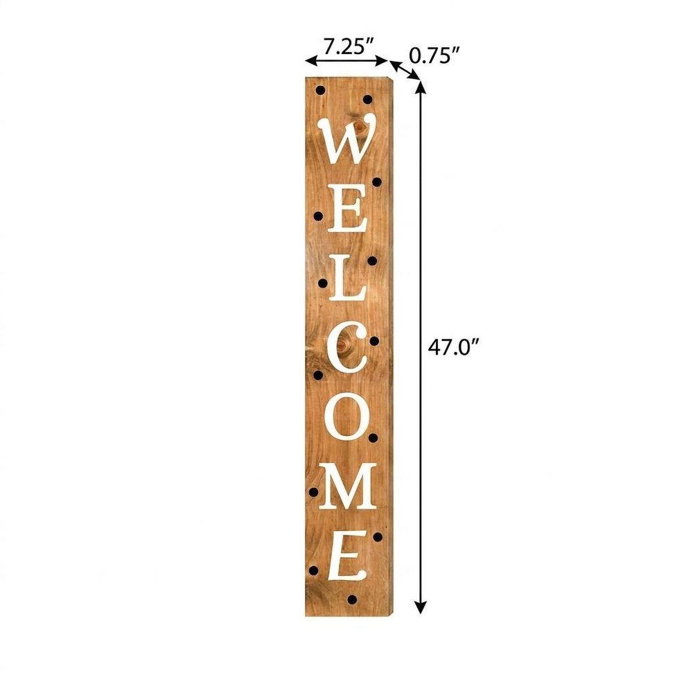 47" Black Natural And White Solid Wood Welcome Porch Sign HomeRoots