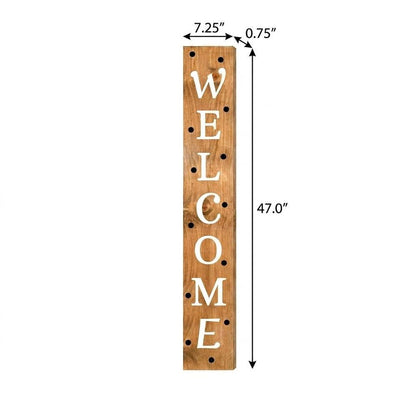 47" Black Natural And White Solid Wood Welcome Porch Sign HomeRoots