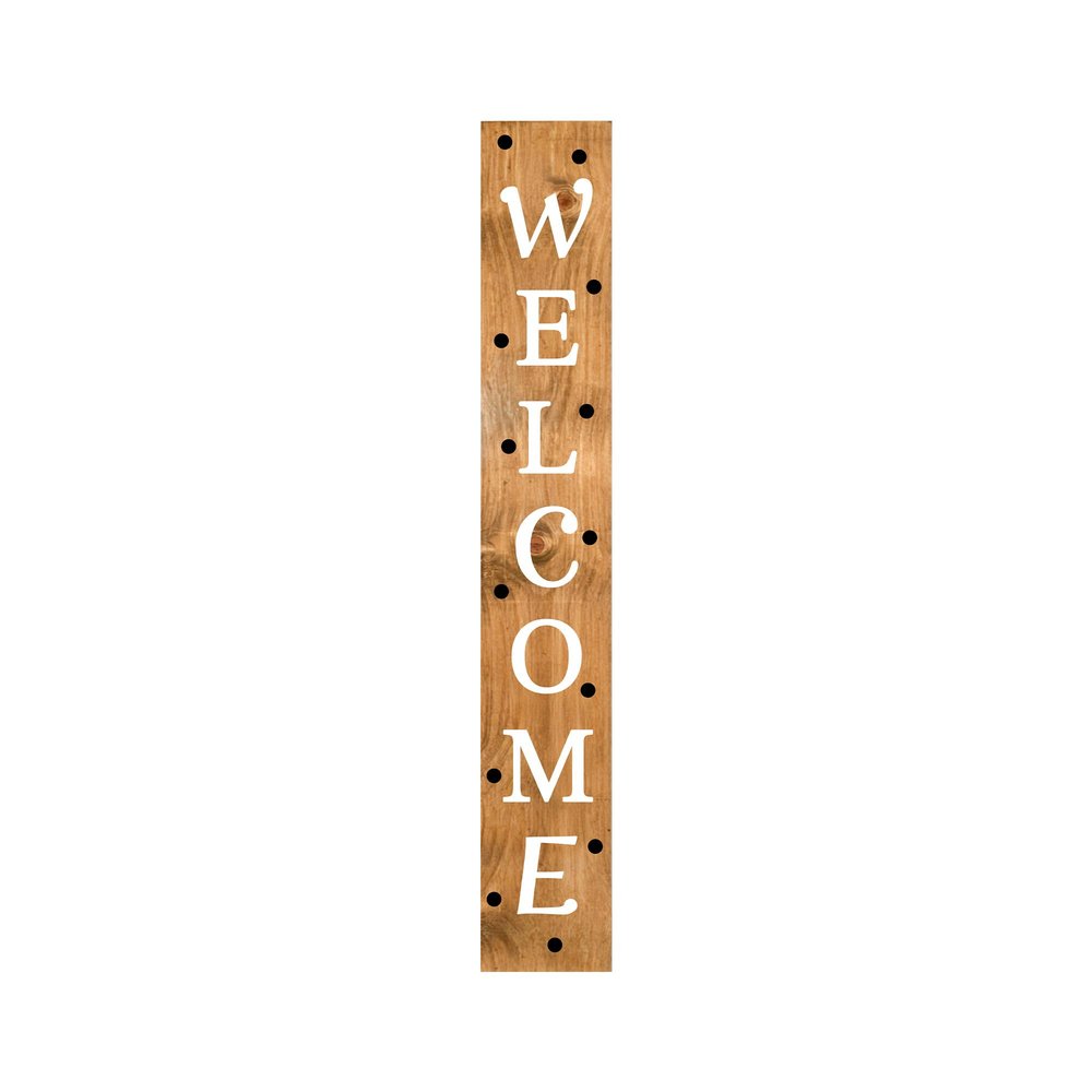 59" Black Natural And White Solid Wood Welcome Porch Sign — view 2