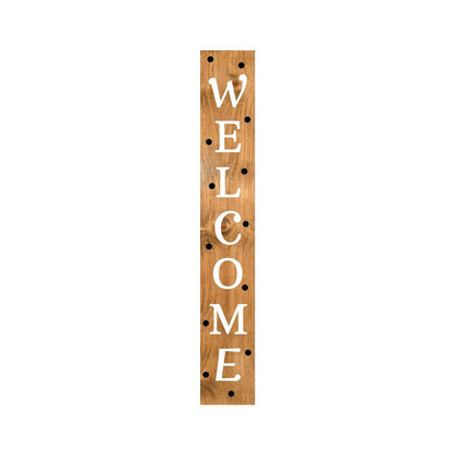 59" Black Natural And White Solid Wood Welcome Porch Sign HomeRoots