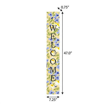47" Black Blue Cream And Green Solid Wood Daisies Welcome Porch Sign HomeRoots