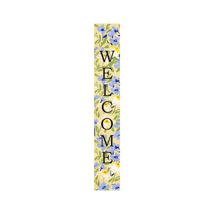 59" Black Blue Cream And Green Solid Wood Daisies Welcome Porch Sign HomeRoots