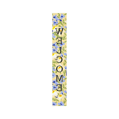 59" Black Blue Cream And Green Solid Wood Daisies Welcome Porch Sign HomeRoots