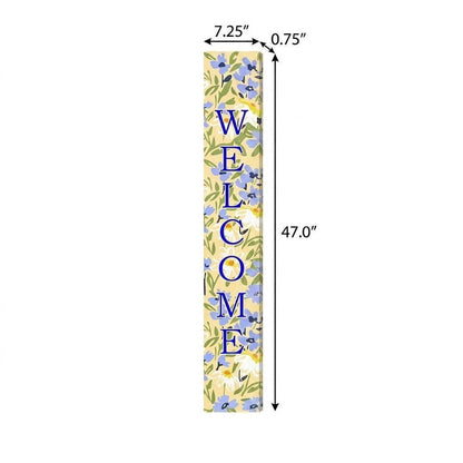 47" Black Blue Cream And Green Solid Wood Daisies Welcome Porch Sign HomeRoots