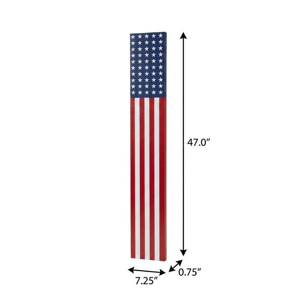 47" Red White And Blue Stars And Stripes Solid Wood Porch Sign HomeRoots