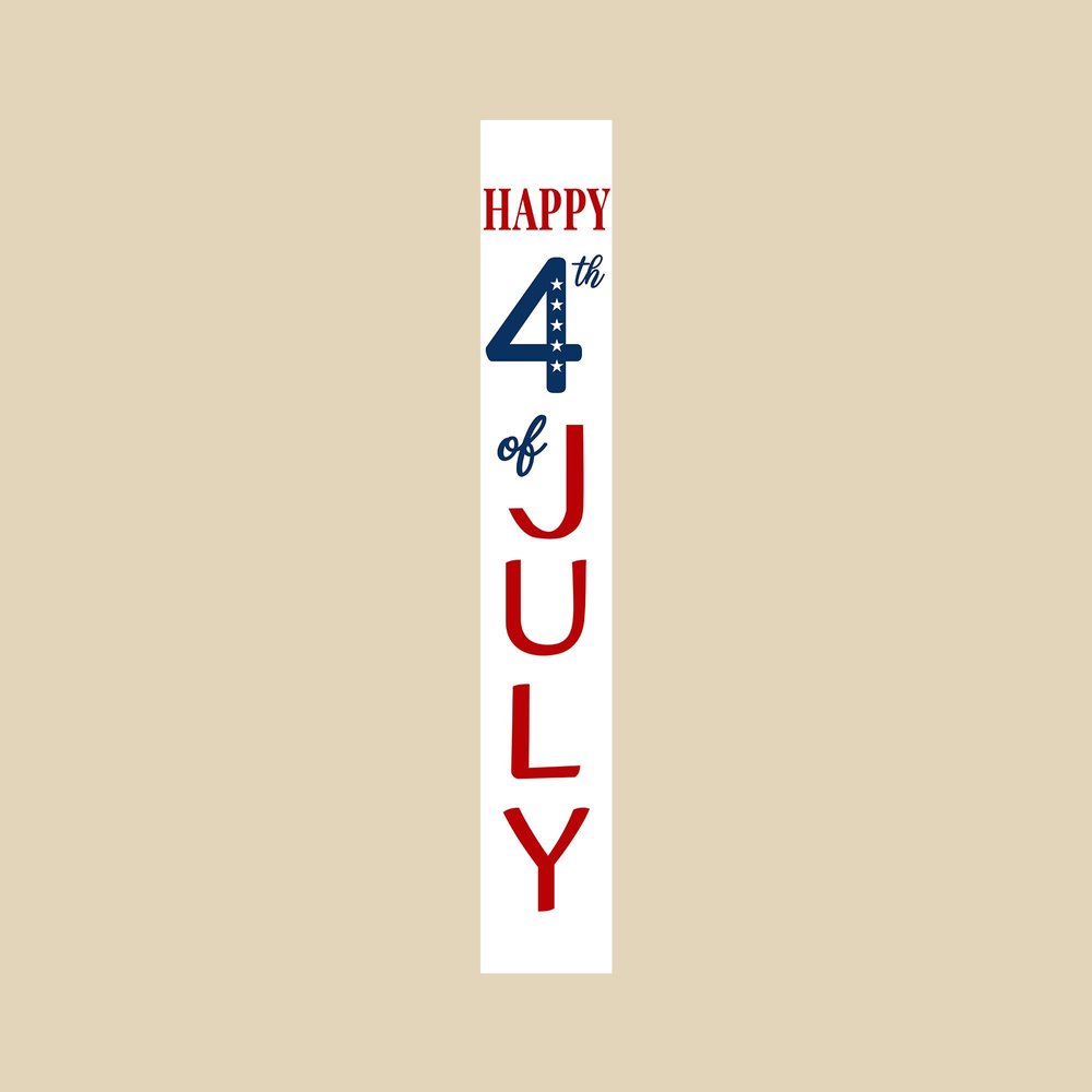 47" Red White And Blue Solid Wood Happy July 4th Porch Sign — view 2