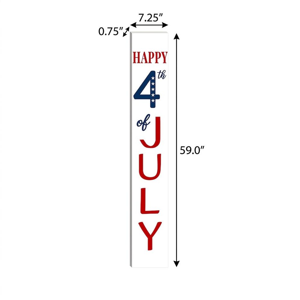 47" Red White And Blue Solid Wood Happy July 4th Porch Sign — view 11
