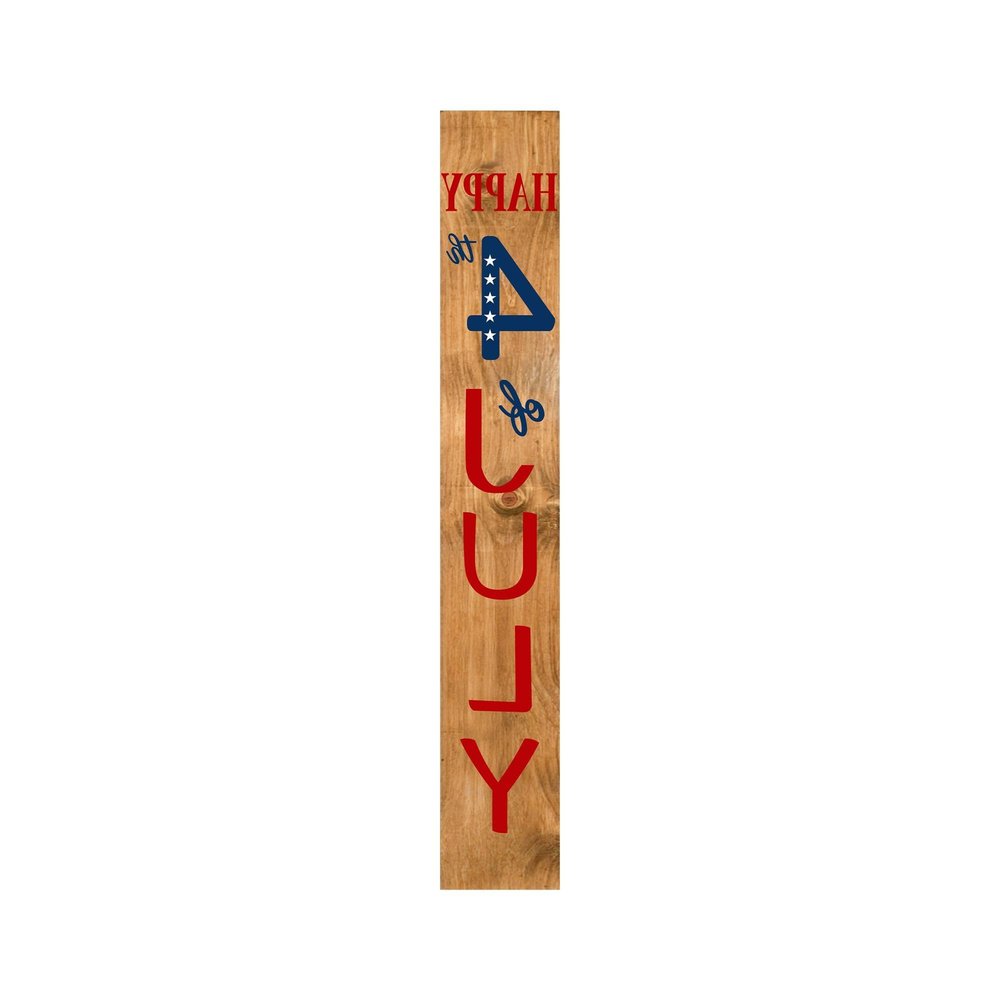 59" Natural Red White And Blue Solid Wood Happy July 4th Porch Sign — view 10