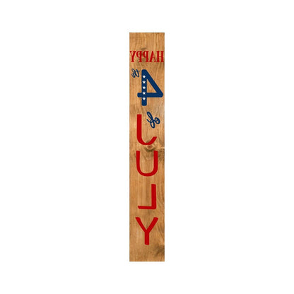 59" Natural Red White And Blue Solid Wood Happy July 4th Porch Sign HomeRoots