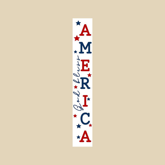47" Red White And Blue Solid Wood God Bless America Porch Sign
