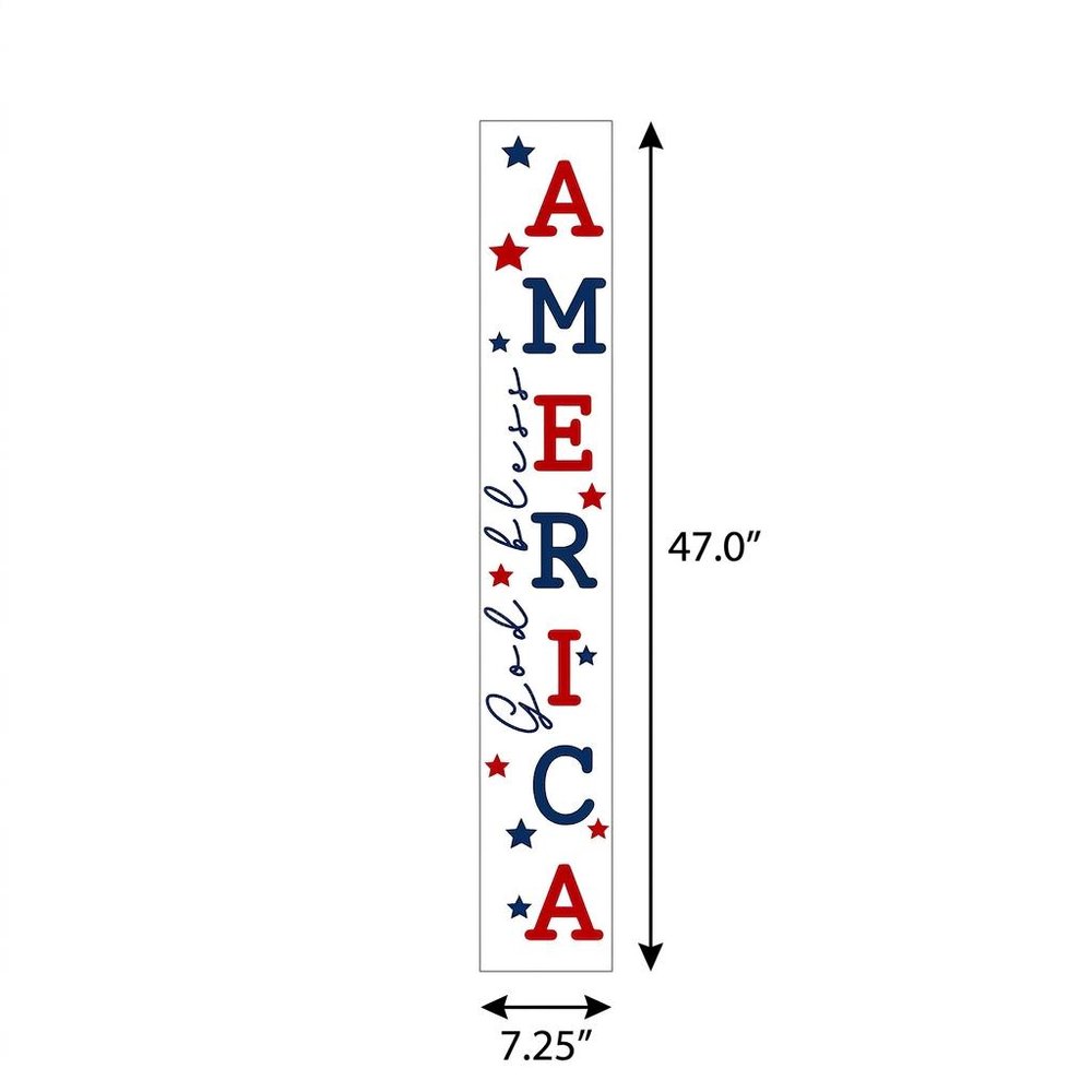 59" Red White And Blue Solid Wood God Bless America Porch Sign HomeRoots