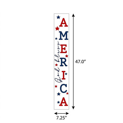 59" Red White And Blue Solid Wood God Bless America Porch Sign HomeRoots