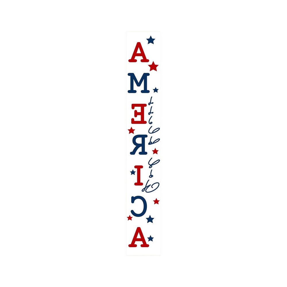 59" Red White And Blue Solid Wood God Bless America Porch Sign HomeRoots