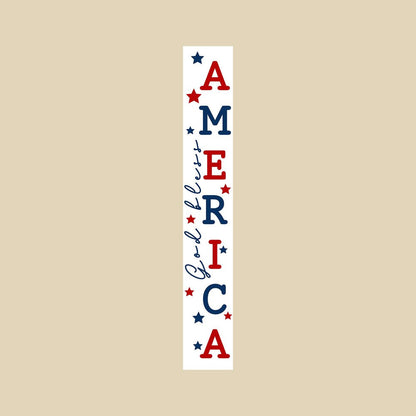 59" Red White And Blue Solid Wood God Bless America Porch Sign HomeRoots