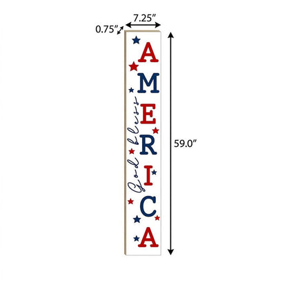 59" Red White And Blue Solid Wood God Bless America Porch Sign HomeRoots