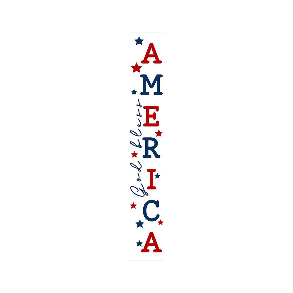 59" Red White And Blue Solid Wood God Bless America Porch Sign HomeRoots