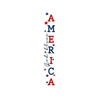 59" Red White And Blue Solid Wood God Bless America Porch Sign HomeRoots