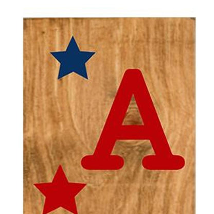 47" Natural Red And Blue Solid Wood God Bless America Porch Sign HomeRoots