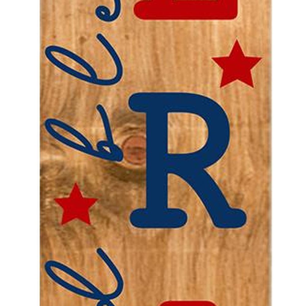 47" Natural Red And Blue Solid Wood God Bless America Porch Sign HomeRoots
