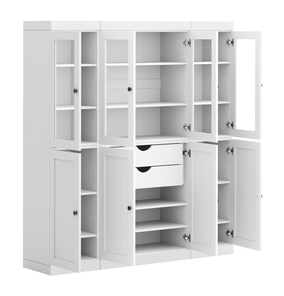 72" White Solid Wood 8 Two Drawer Pantry Or Storage Closet HomeRoots