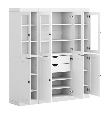 72" White Solid Wood 8 Two Drawer Pantry Or Storage Closet HomeRoots