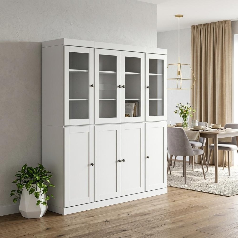 72" White Solid Wood 8 Two Drawer Pantry Or Storage Closet HomeRoots