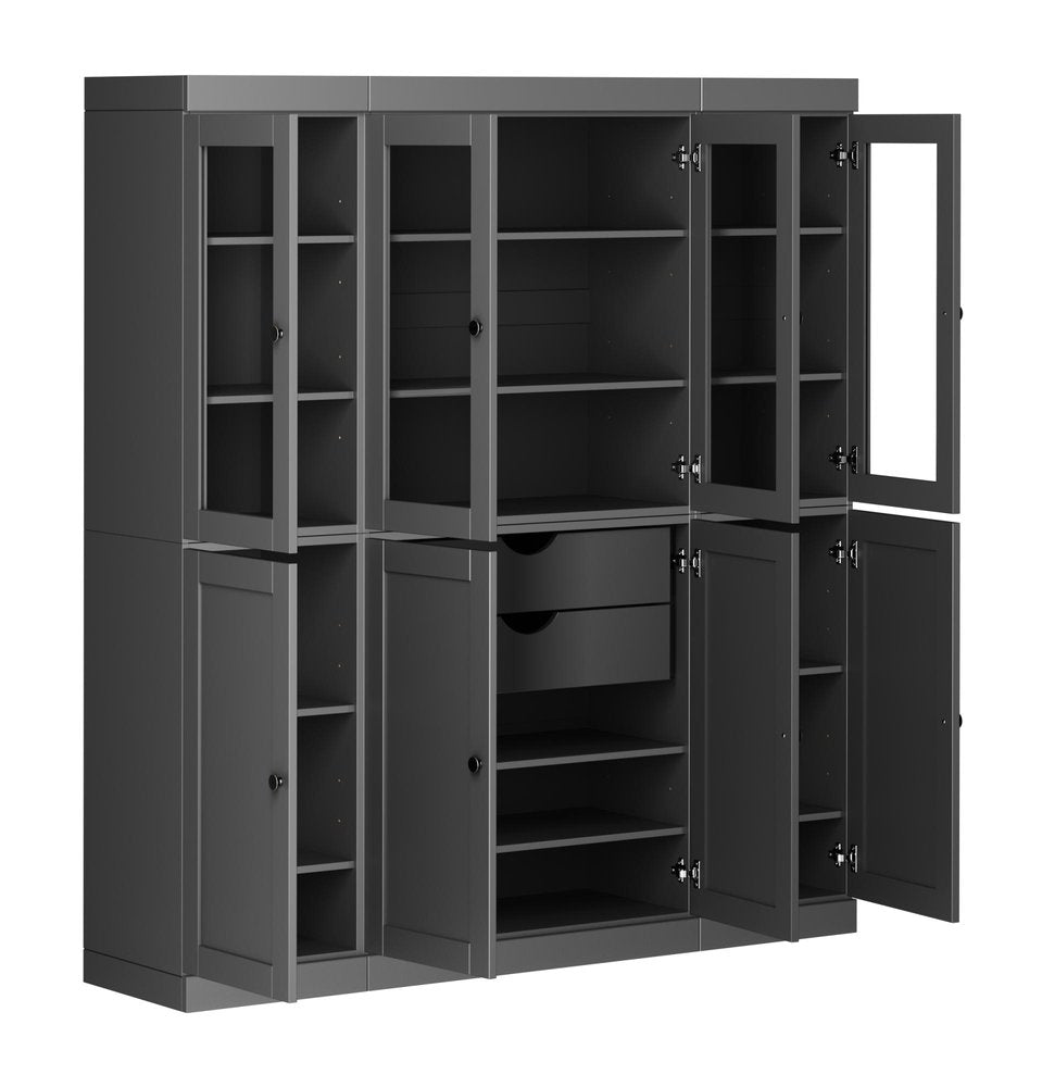 72" Gray Solid Wood 8 Two Drawer Pantry Or Storage Closet — view 2
