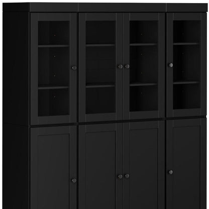 72" Black Solid Wood 8 Two Drawer Pantry Or Storage Closet HomeRoots